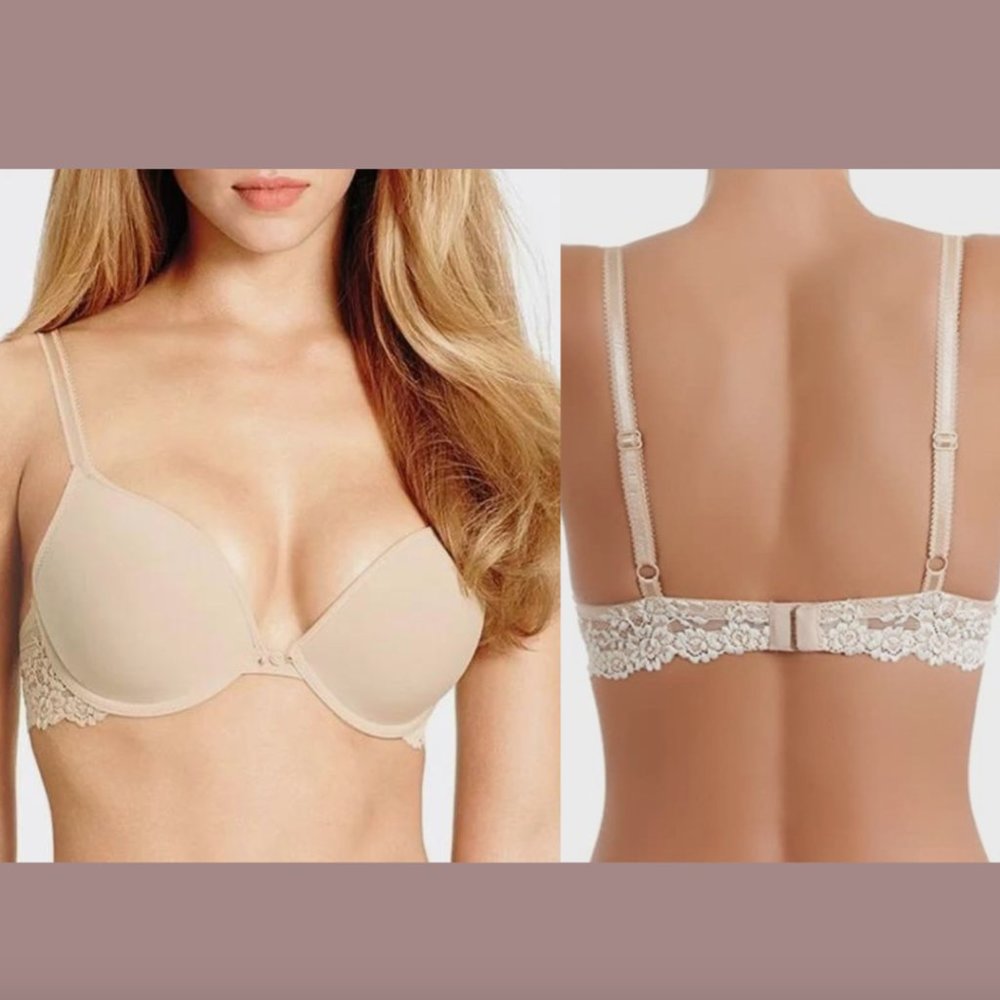 NWT $58 Wacoal [ 34D US ] Embrace‎ Lace Push-Up Bra in Natural Nude #5822